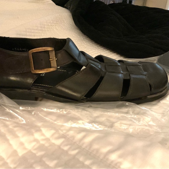 Pronto Uomo Firenze Mens Black Leather Sandals SZ 10M/Italy - Picture 5 of 5